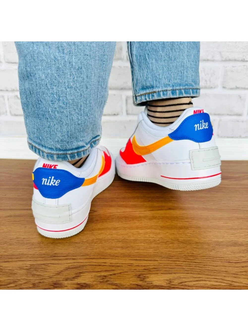 ⭐Nike Air Force 1 Shadow 6.5 Womens Retro Shoes Sneakers White Orange DZ1847-100 - Picture 6 of 14